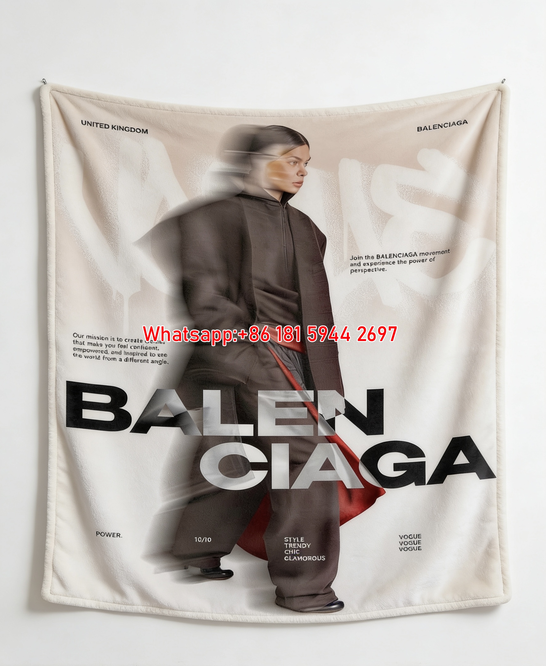 Balenciaga Motion Blur Poster Print Flannel Sofa Throw Blanket BA405